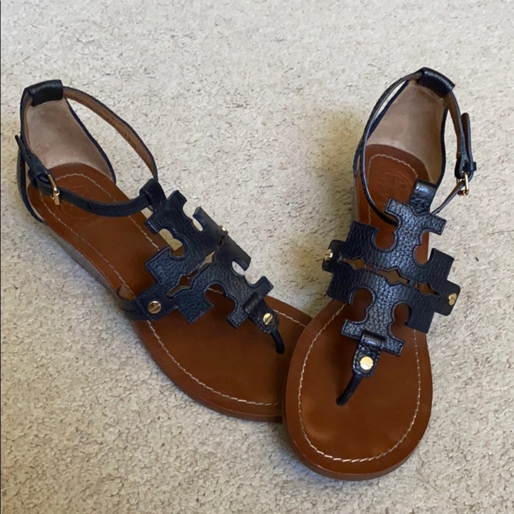 Tory Burch navy wedges